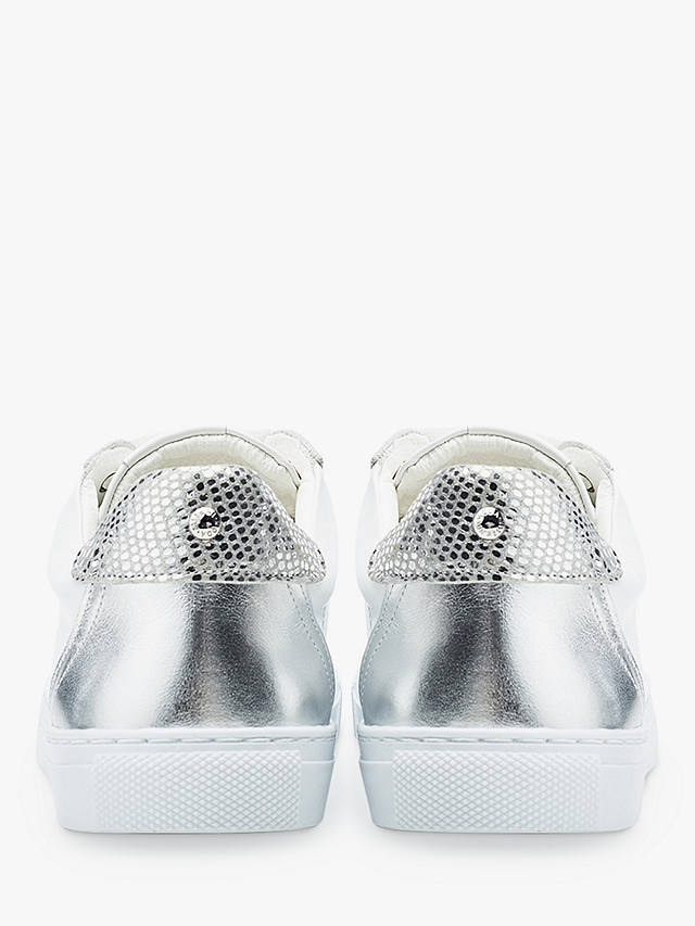 Moda in Pelle Braidie Low Top Leather Trainers, White/Silver