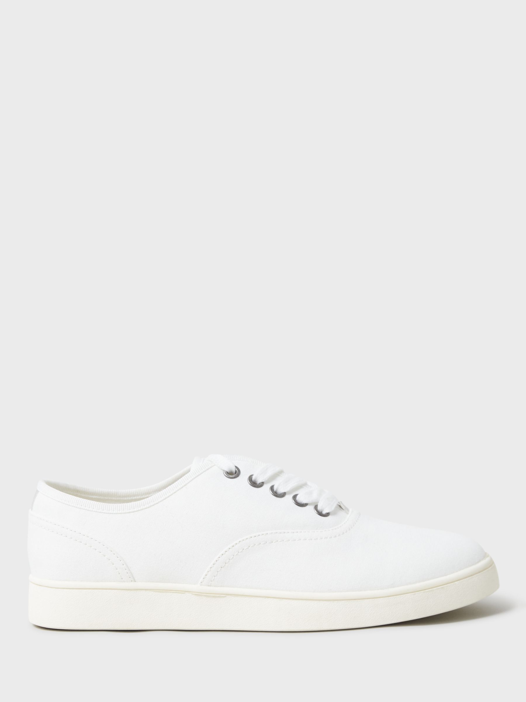 Crew Clothing Canvas Oxford Trainers, White, 3