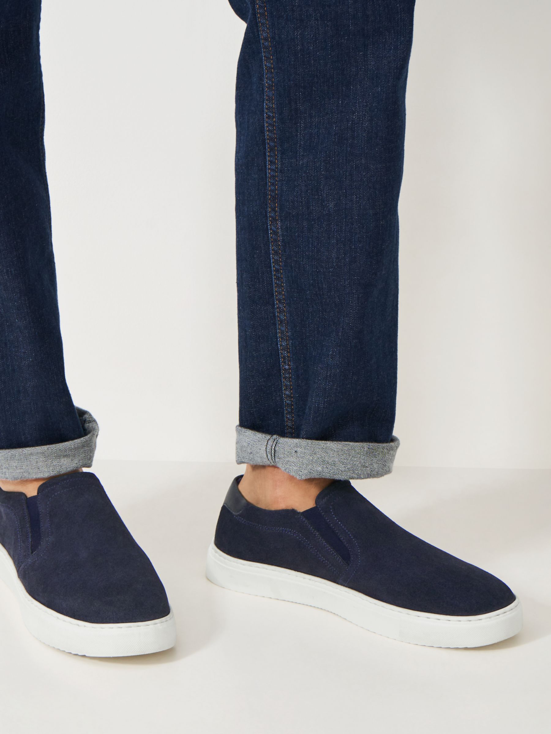 Crew Clothing Slip On Suede Trainers, Navy, 7