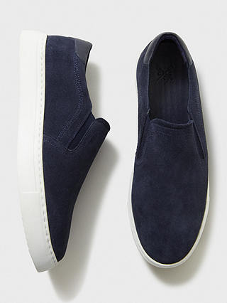 Crew Clothing Slip On Suede Trainers, Navy