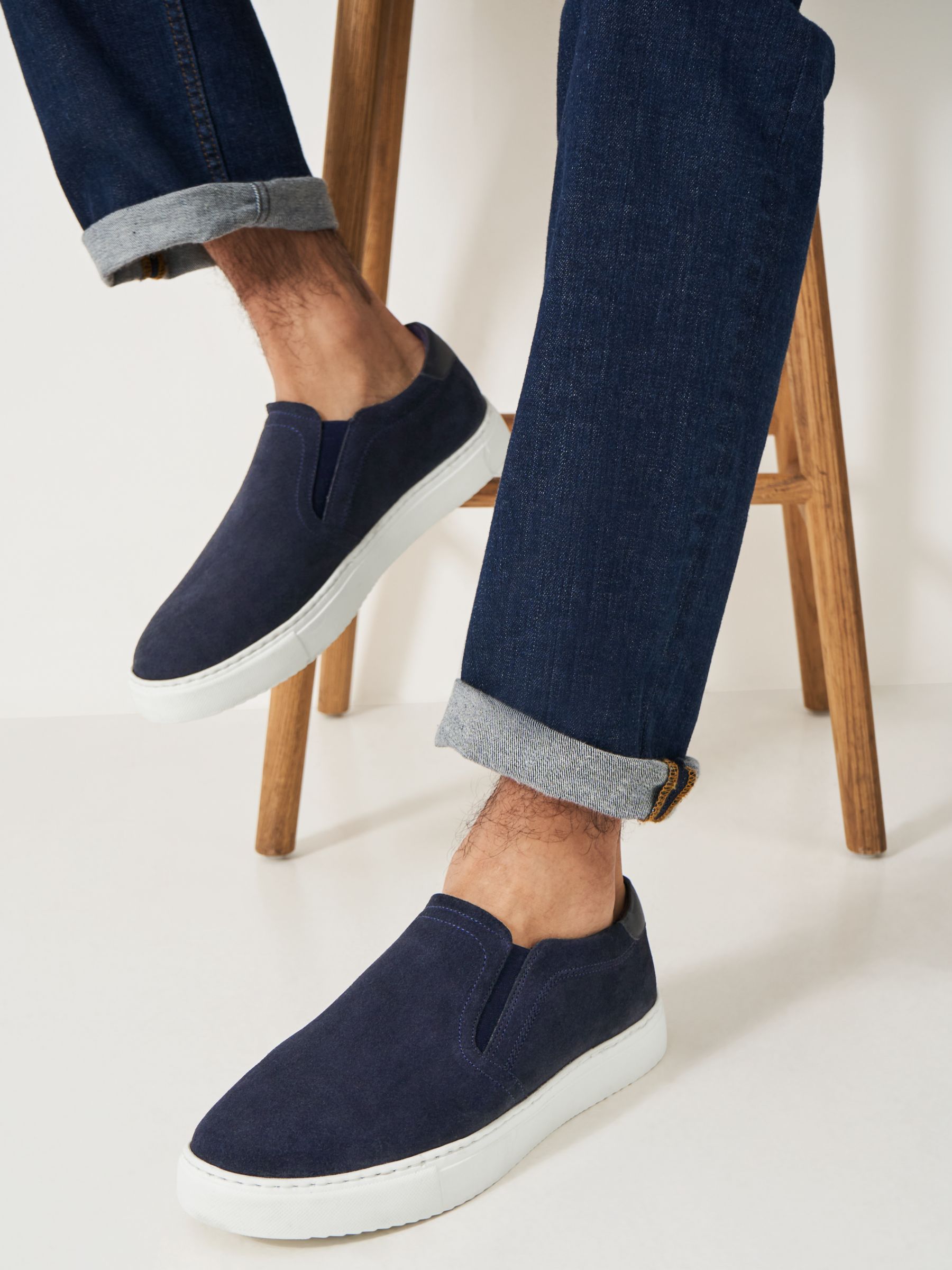 Buy Crew Clothing Slip On Suede Trainers, Navy Online at johnlewis.com