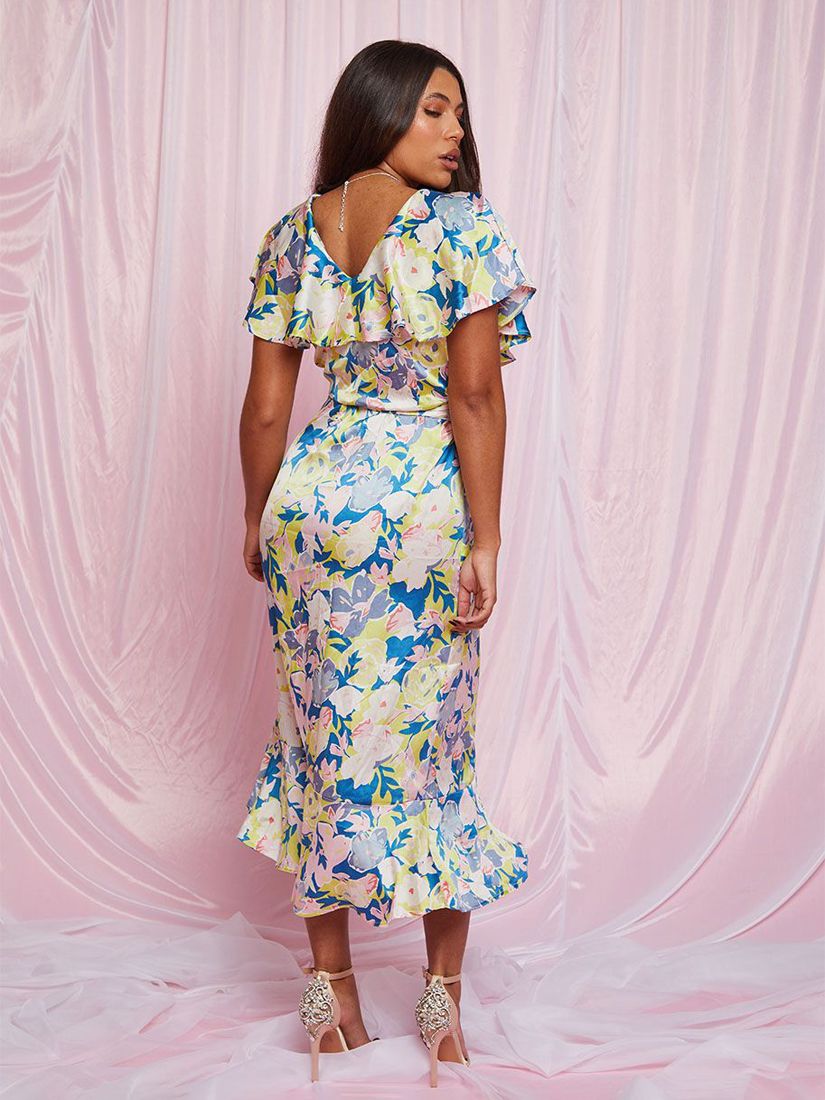 Buy Chi Chi London Floral Print Midi Wrap Dress, Multi Online at johnlewis.com