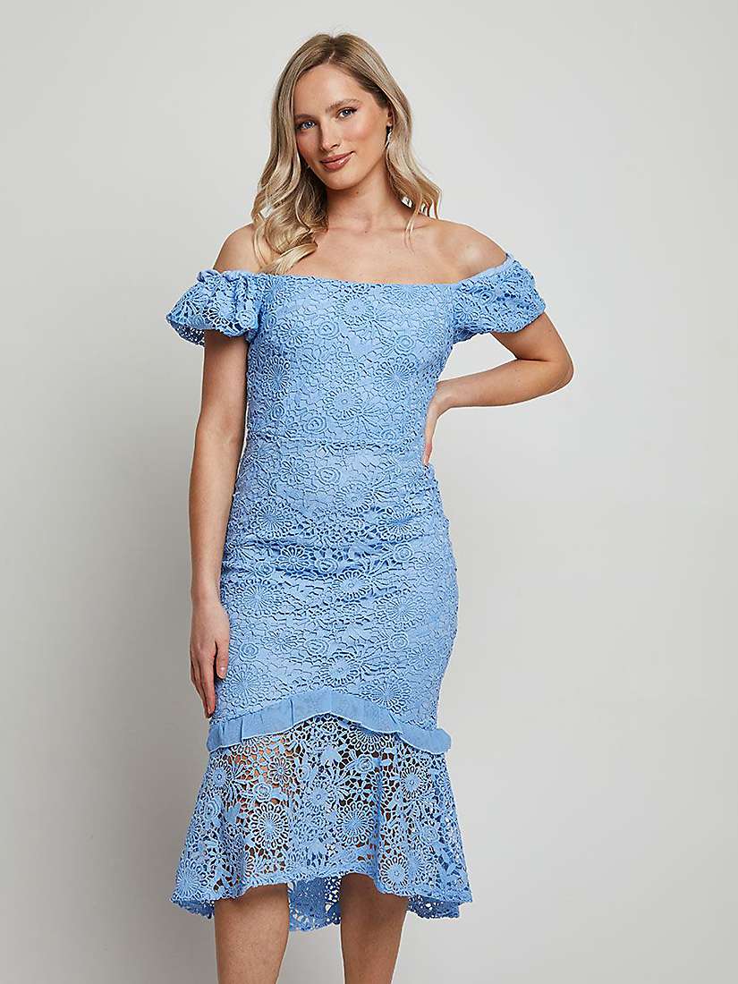 Buy Chi Chi London Lace Peplum Midi Dress, Blue Online at johnlewis.com