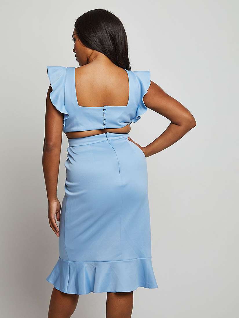 Buy Chi Chi London Ruffle Sleeve Cut Out Back Midi Dress, Blue Online at johnlewis.com