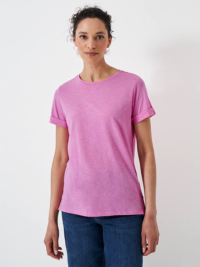 Crew Clothing Perfect Crew Slub T-Shirt, Bright Pink