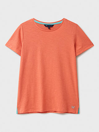 Crew Clothing Perfect Crew Slub T-Shirt, Coral Orange