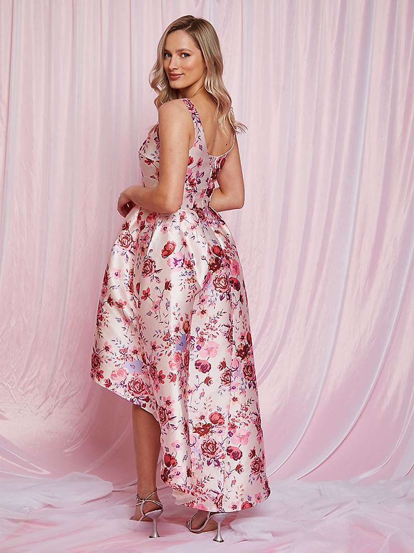 Buy Chi Chi London Floral Dip Hem Dress, Pink Online at johnlewis.com