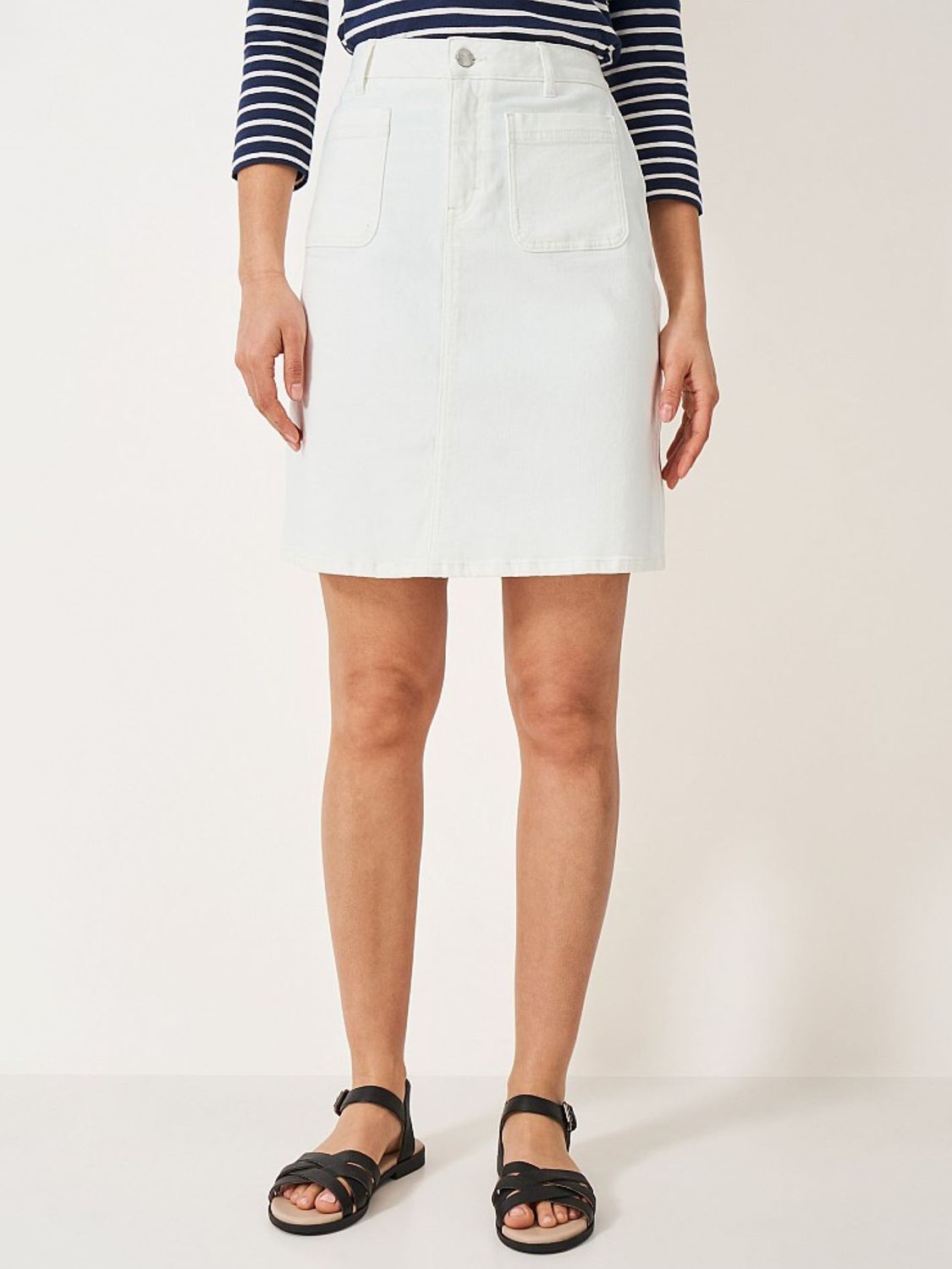 Crew Clothing Analee Denim Skirt, White, 6