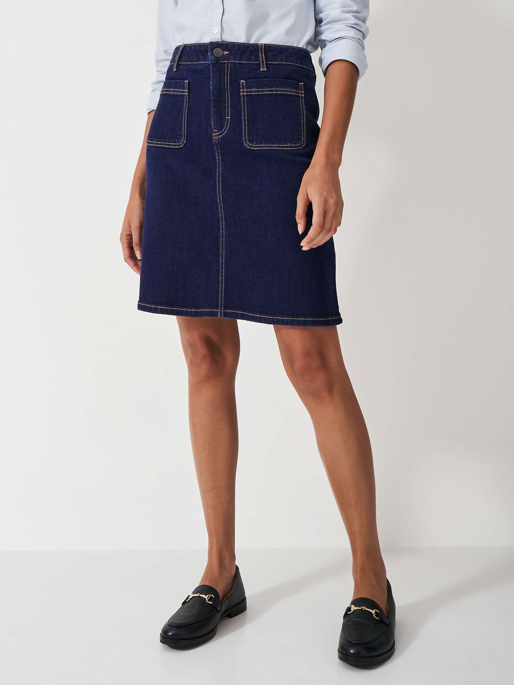 Buy Crew Clothing Analee Denim Skirt, Dark Blue Online at johnlewis.com
