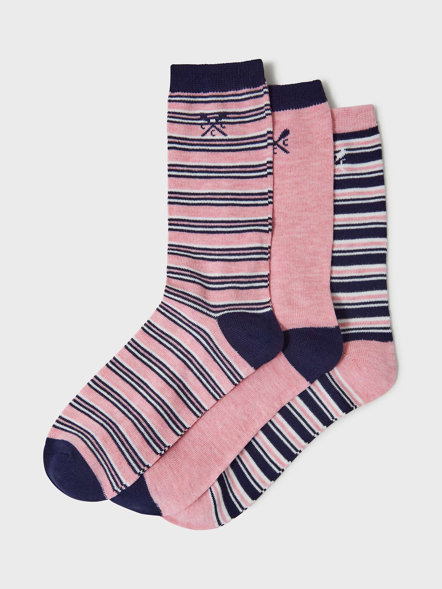 Buy Crew Clothing Plain and Stripe Bamboo Ankle Socks, Pack of 3 Online at johnlewis.com