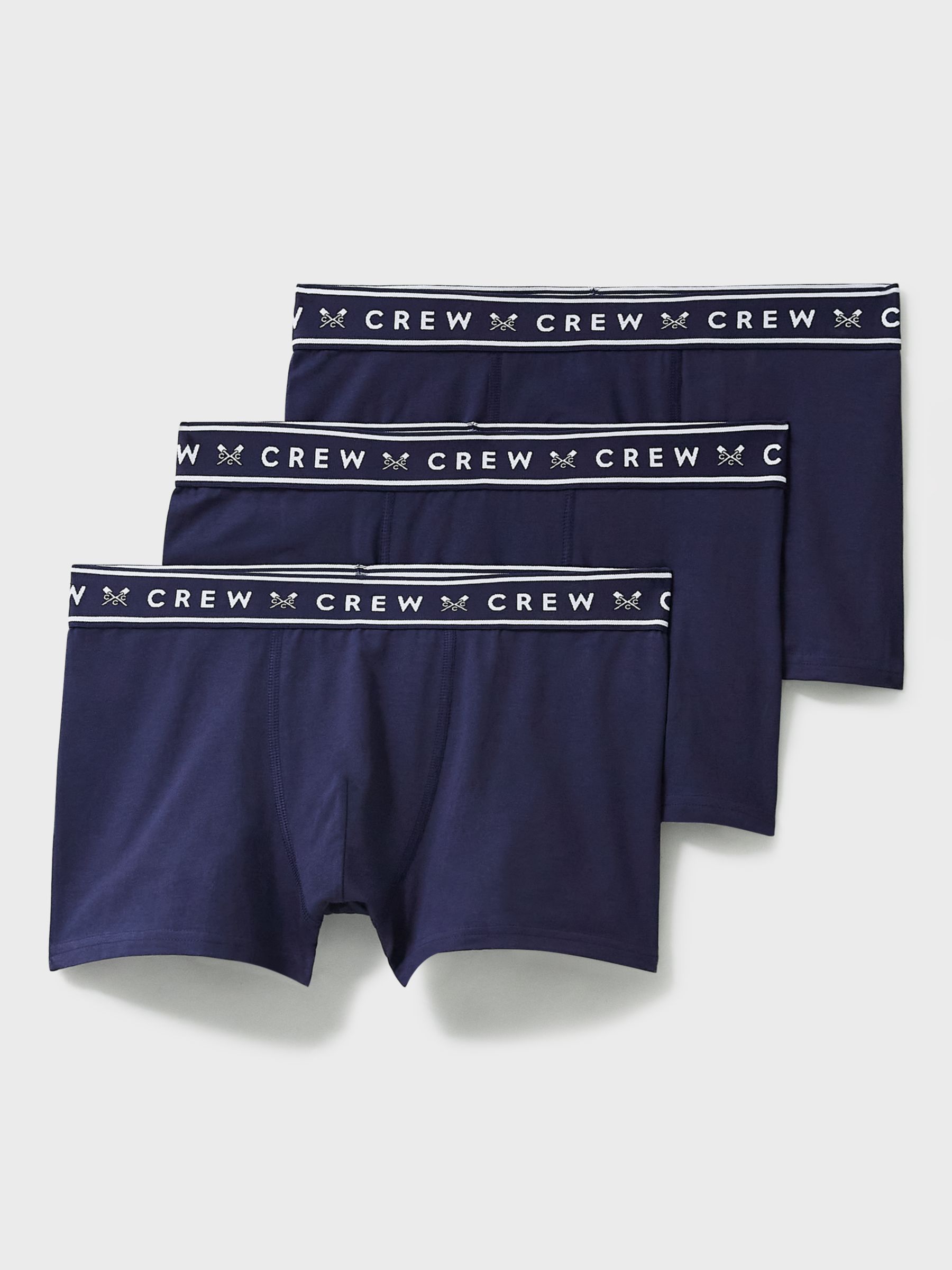 Crew Clothing Jersey Boxers, Pack of 3, Navy Blue, S