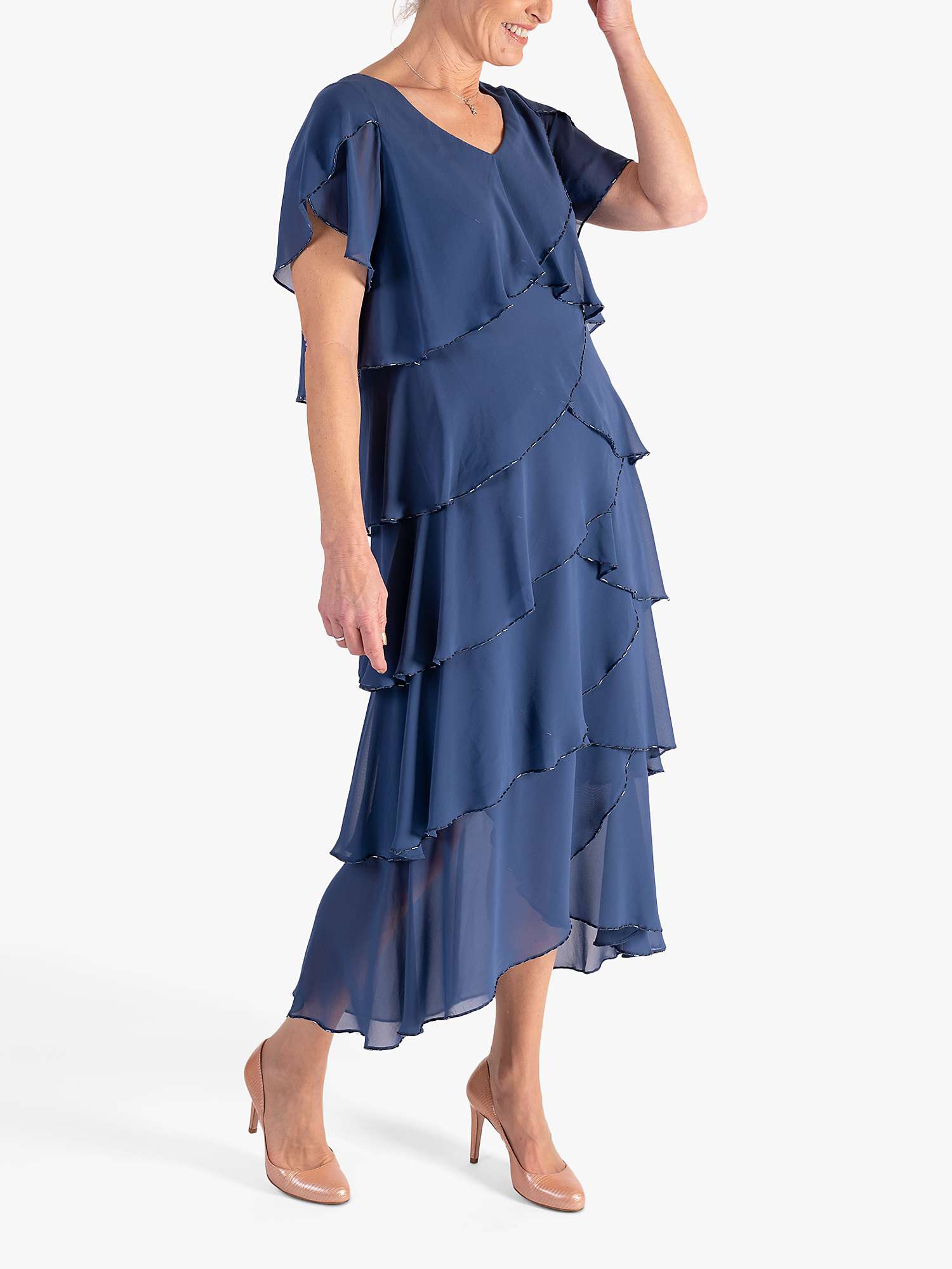 Buy chesca Multi Layered Beaded Edge Midi Dress, Celestial Online at johnlewis.com