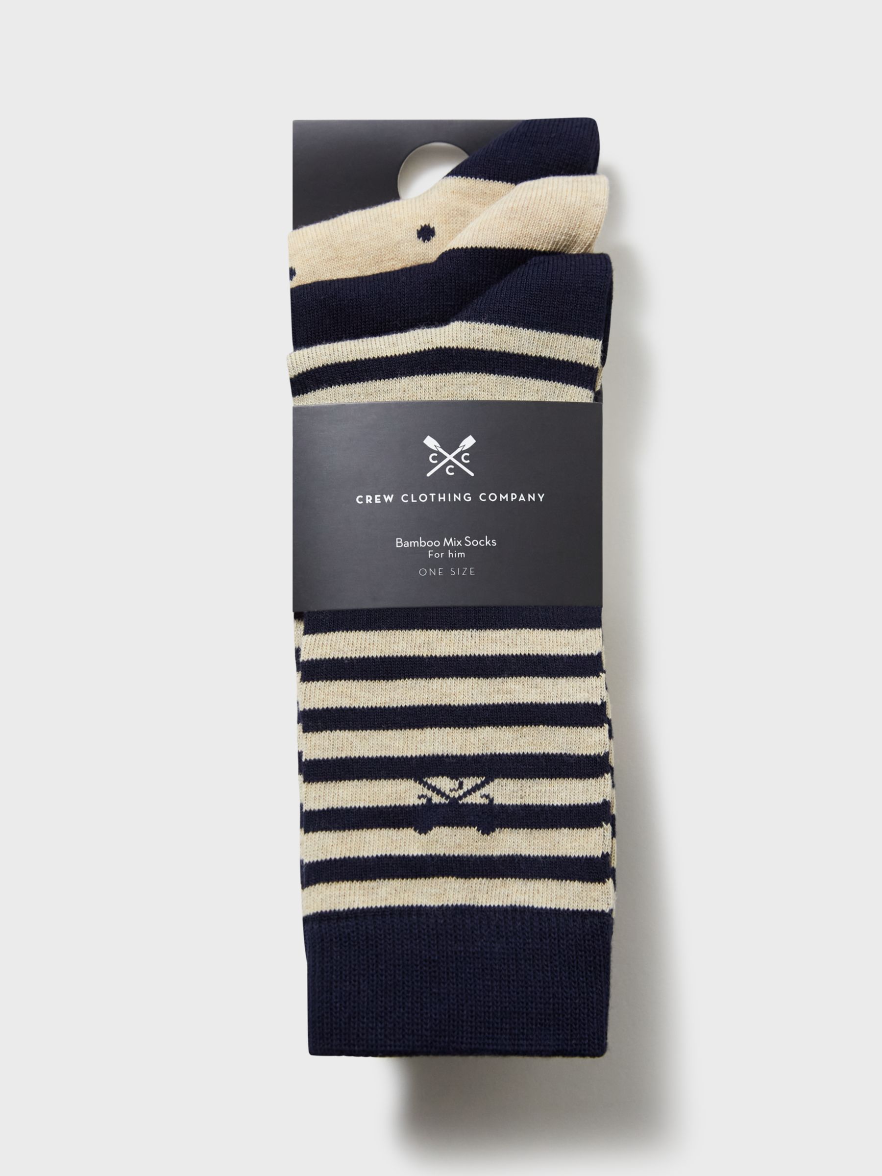 Buy Crew Clothing Patterned Bamboo Socks, Pack of 3, Navy/Cream Online at johnlewis.com
