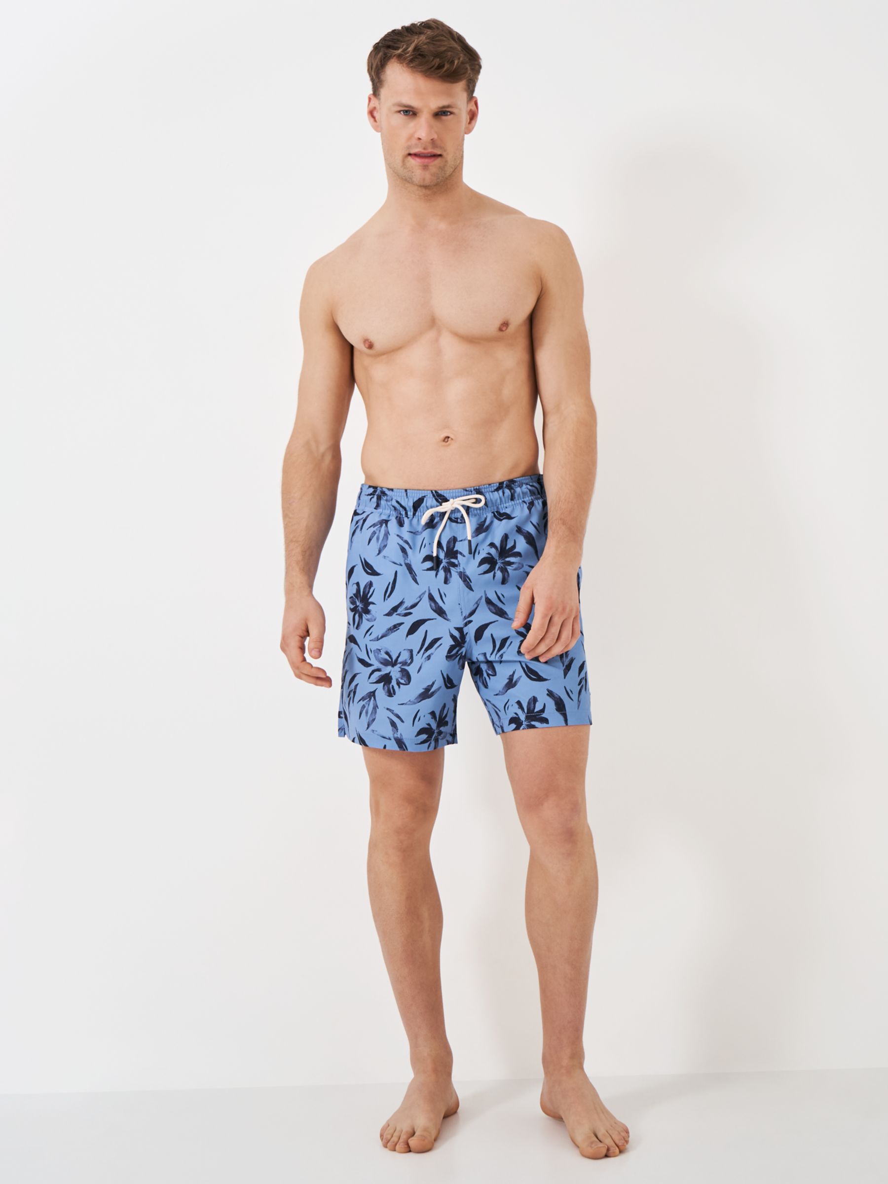 Crew Clothing Floral Print Swim Shorts, Blue/Multi, L