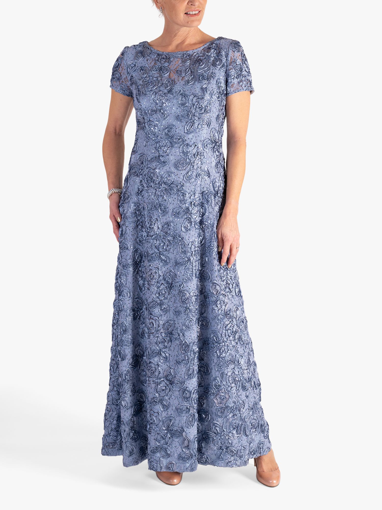 Buy chesca Rosette Detail Lace Maxi Dress, Blue Online at johnlewis.com
