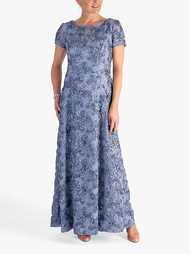 chesca Rosette Detail Lace Maxi Dress, Blue