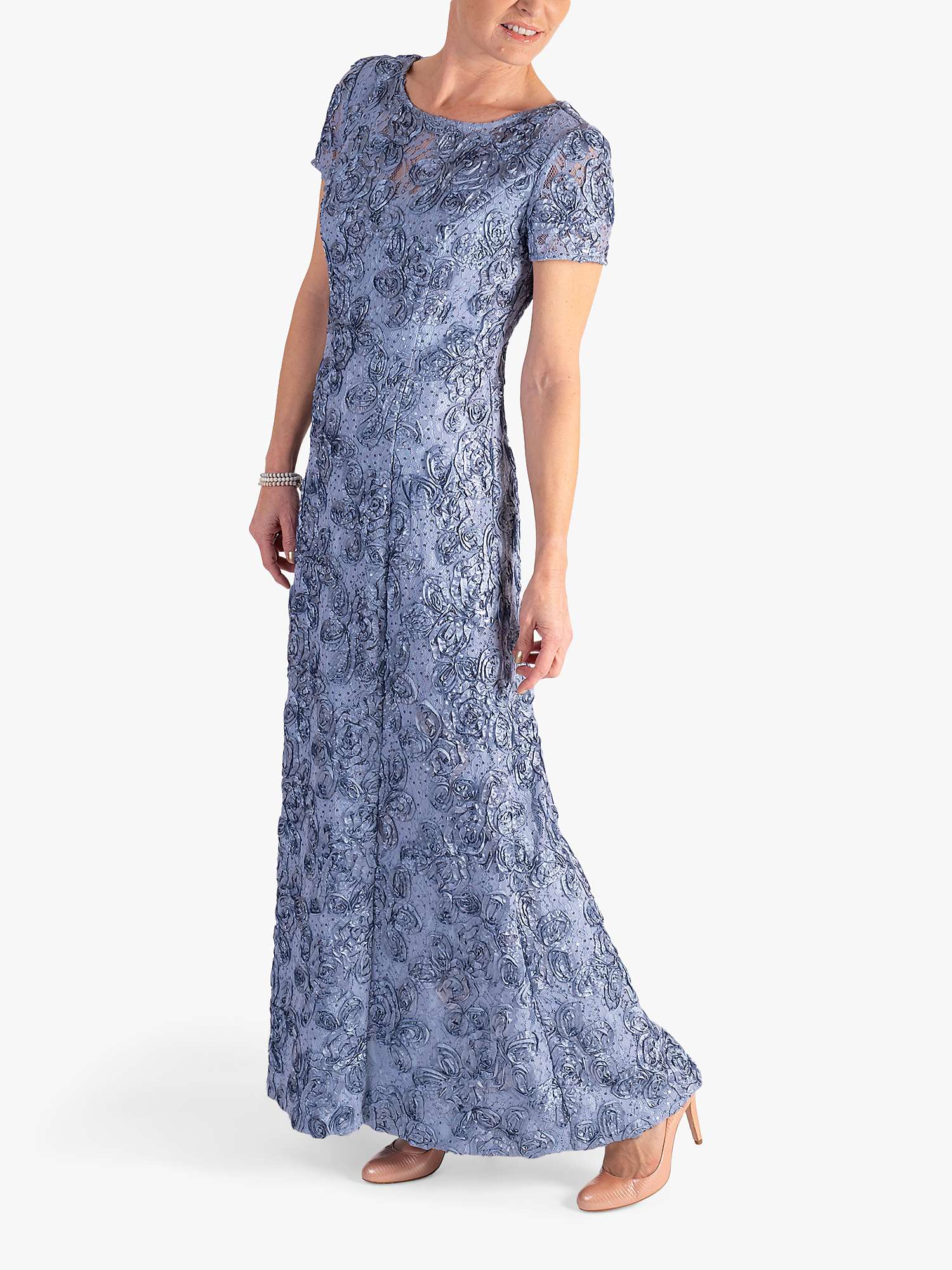 Buy chesca Rosette Detail Lace Maxi Dress, Blue Online at johnlewis.com