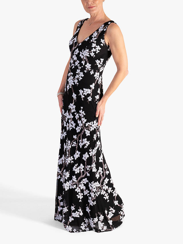 chesca Sequin Embellished Maxi Dress, Black/White