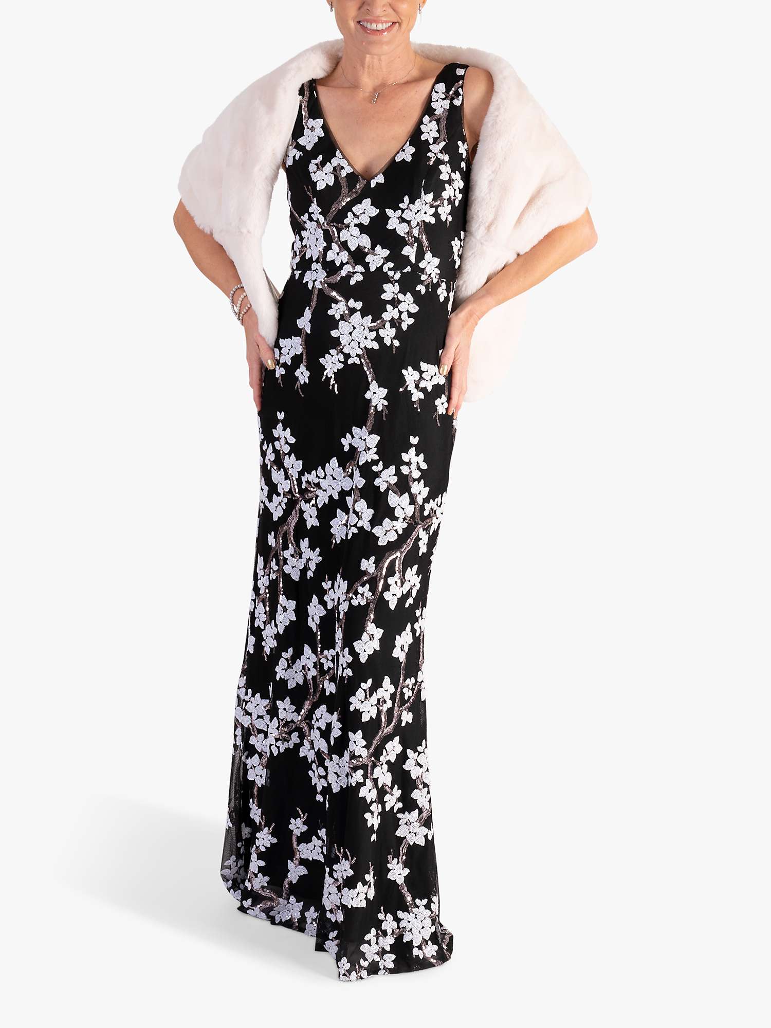 Buy chesca Sequin Embellished Maxi Dress, Black/White Online at johnlewis.com
