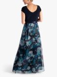 chesca Floral Fit and Flare Maxi Dress, Navy/Multi