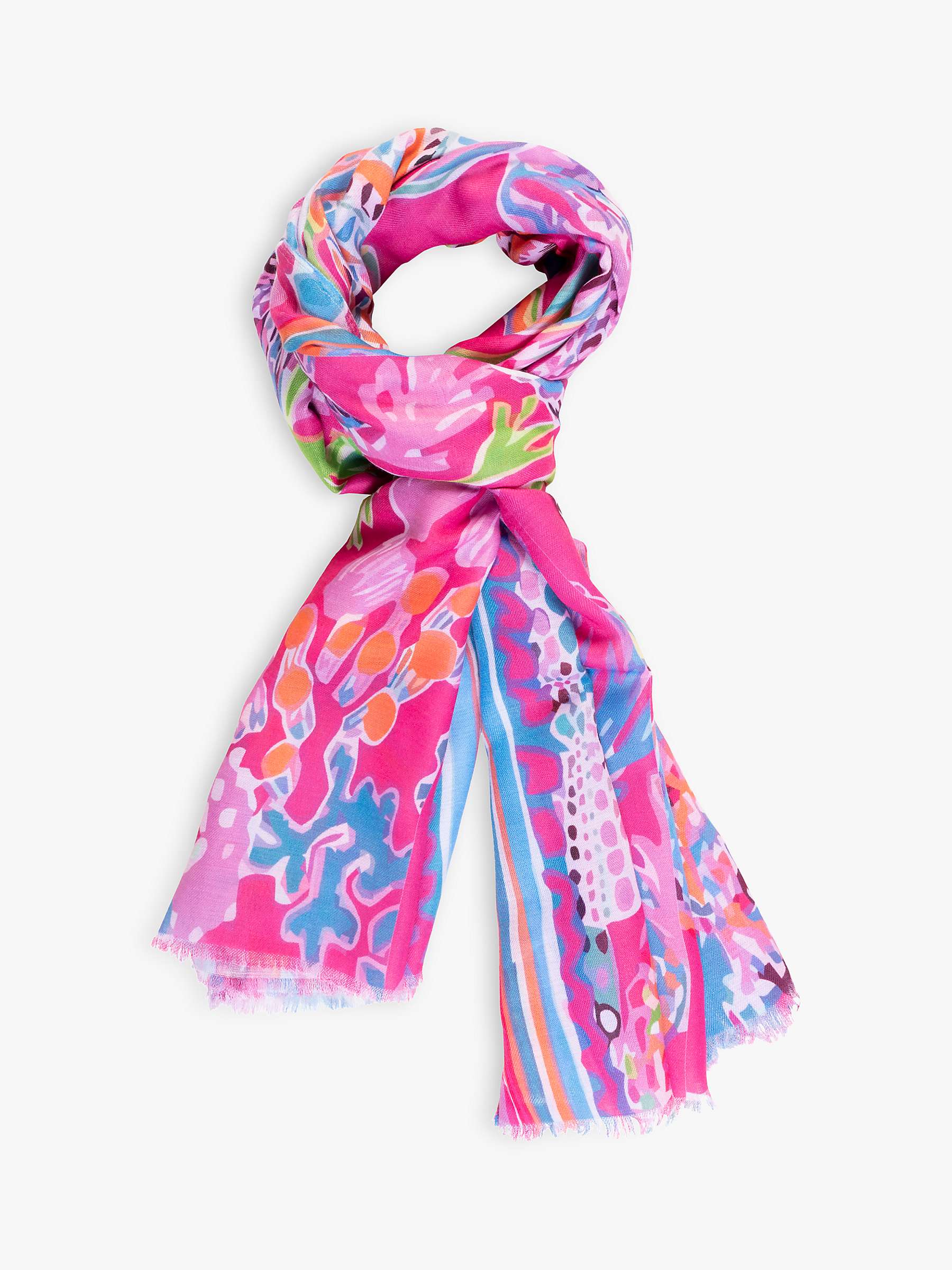 Buy chesca Tropical Leaf Print Scarf, Pink/Multi Online at johnlewis.com