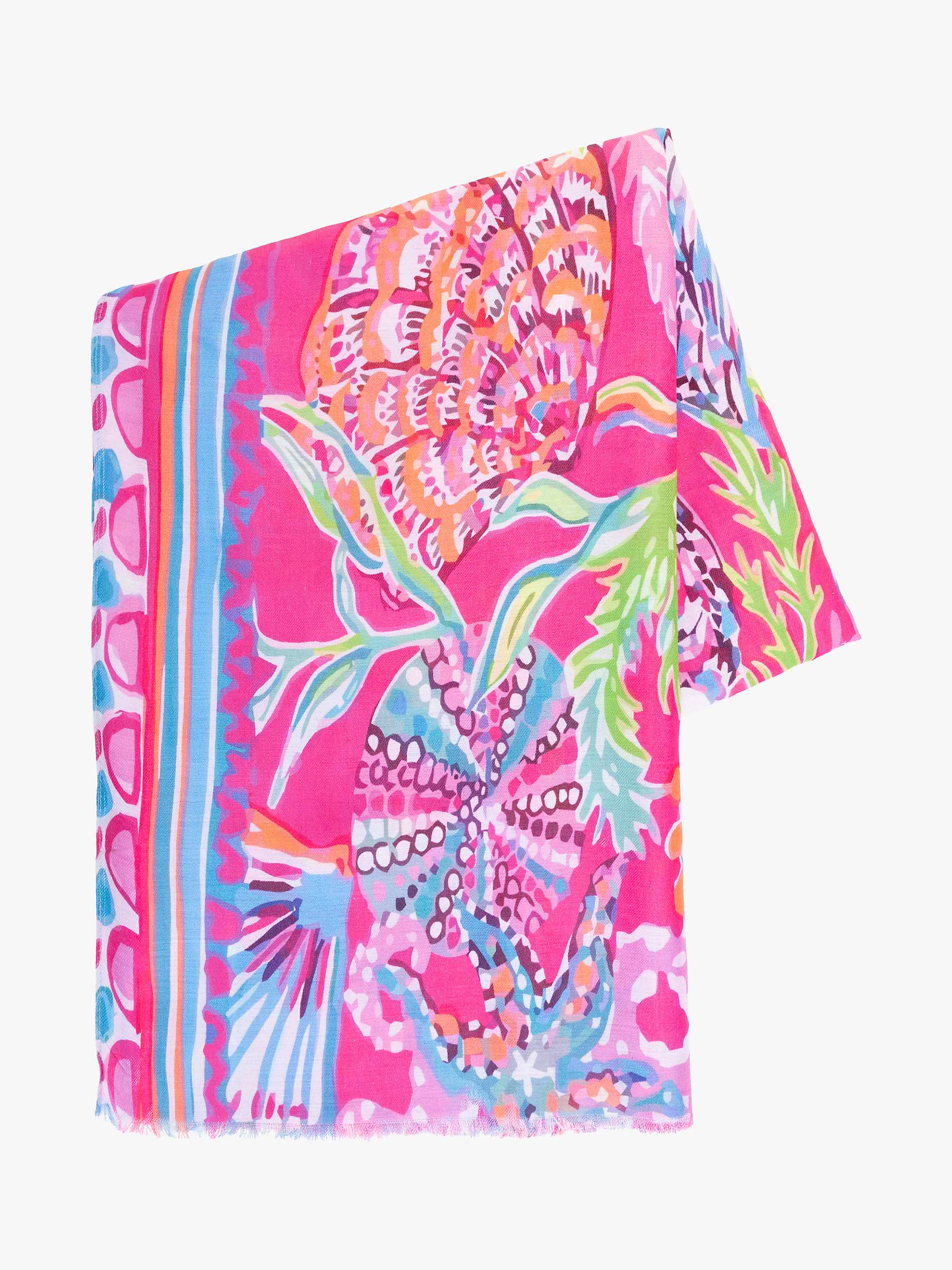 Buy chesca Tropical Leaf Print Scarf, Pink/Multi Online at johnlewis.com