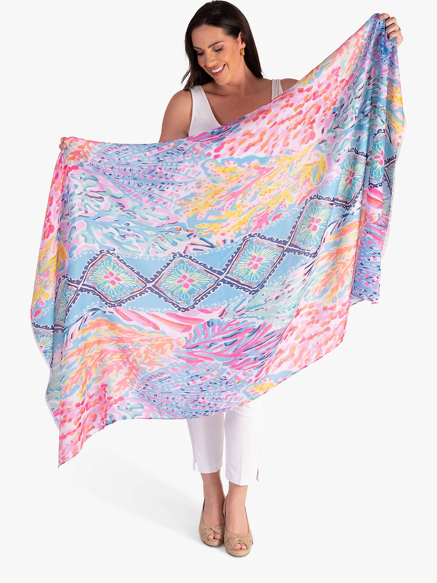Buy chesca Abstract Tropical Diamond Print Scarf, Lilac/Multi Online at johnlewis.com