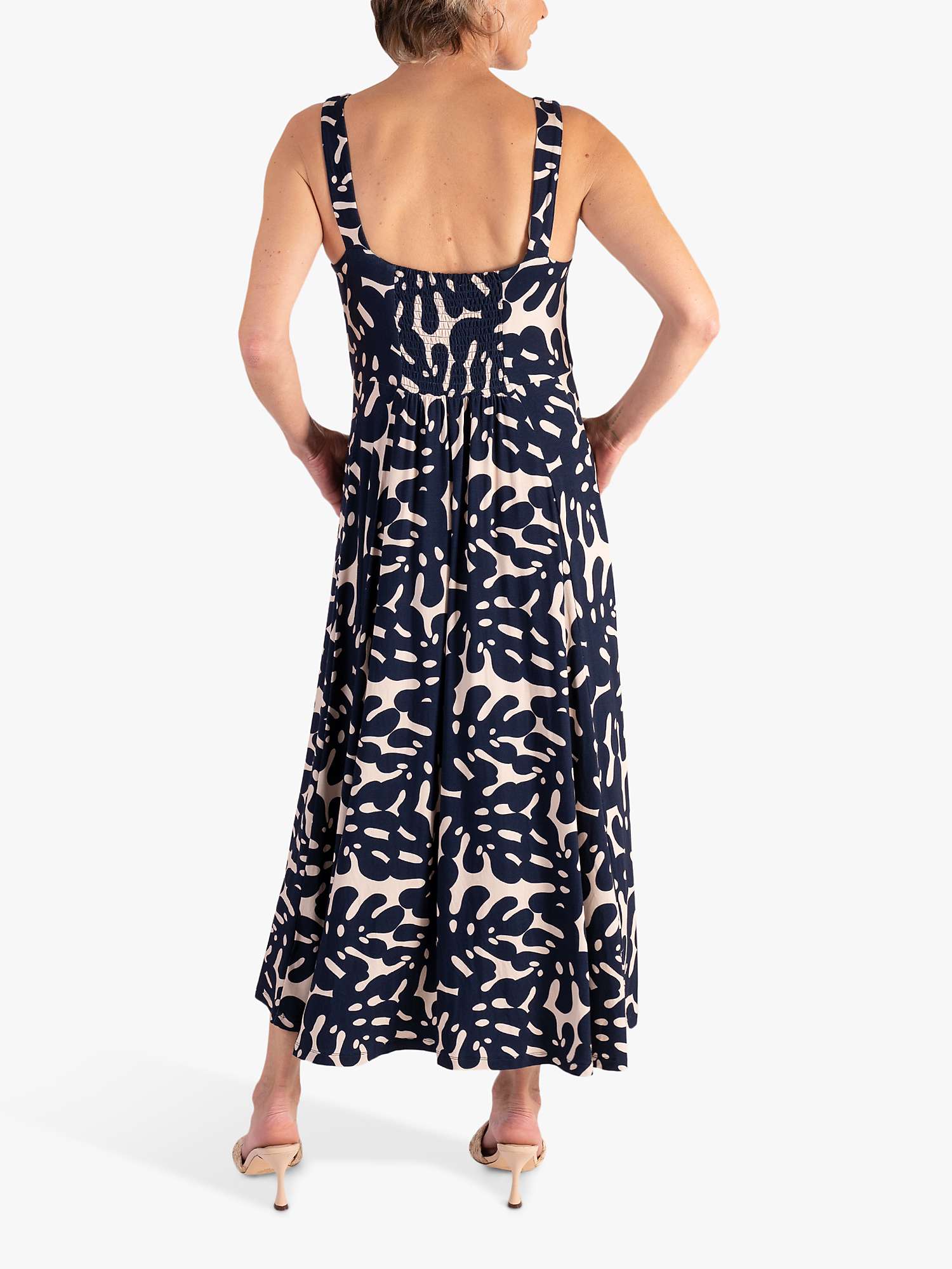Buy chesca Abstract High Low Sleeveless Dress, Jet Blue/Beige Online at johnlewis.com