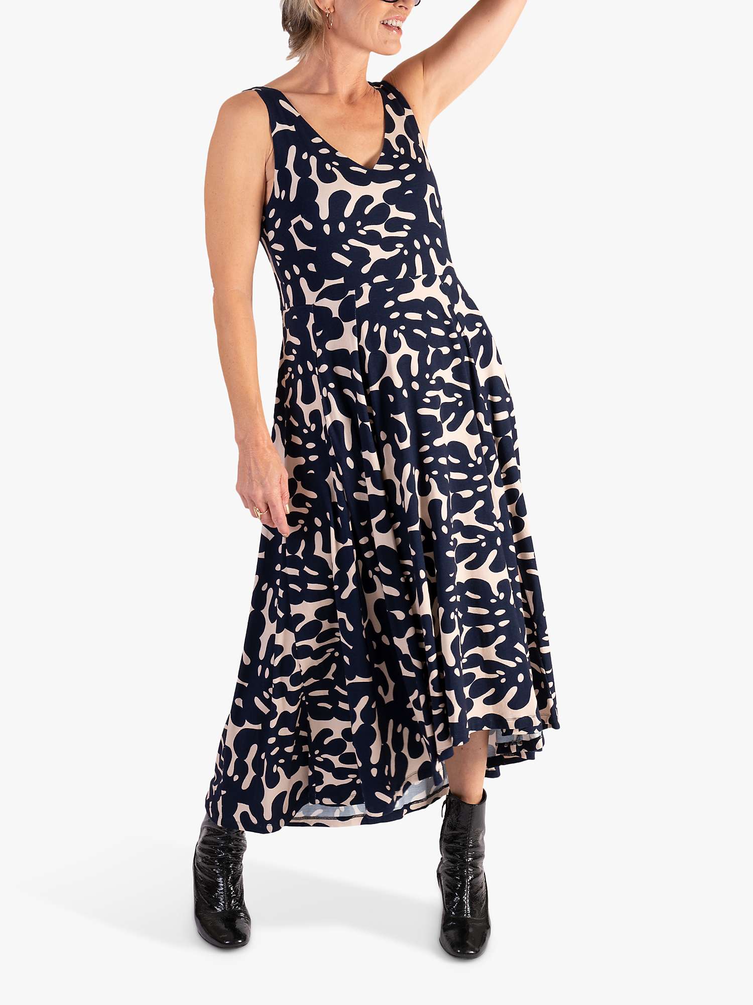Buy chesca Abstract High Low Sleeveless Dress, Jet Blue/Beige Online at johnlewis.com