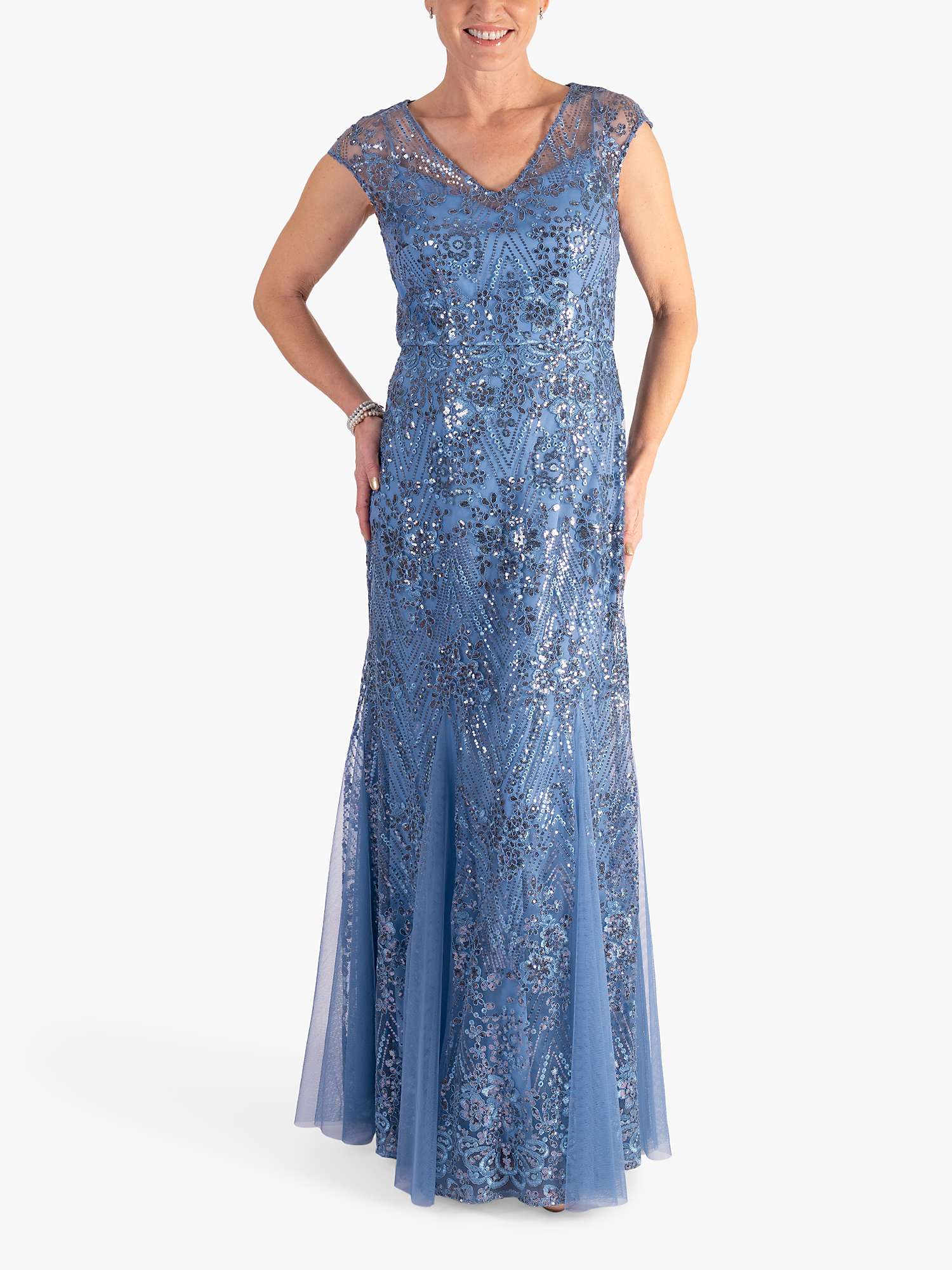 Buy chesca Sequin Mesh Scarf And Maxi Dress, Blue Online at johnlewis.com