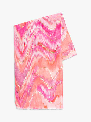 chesca Wave Watercolour Scarf, Pink/Multi