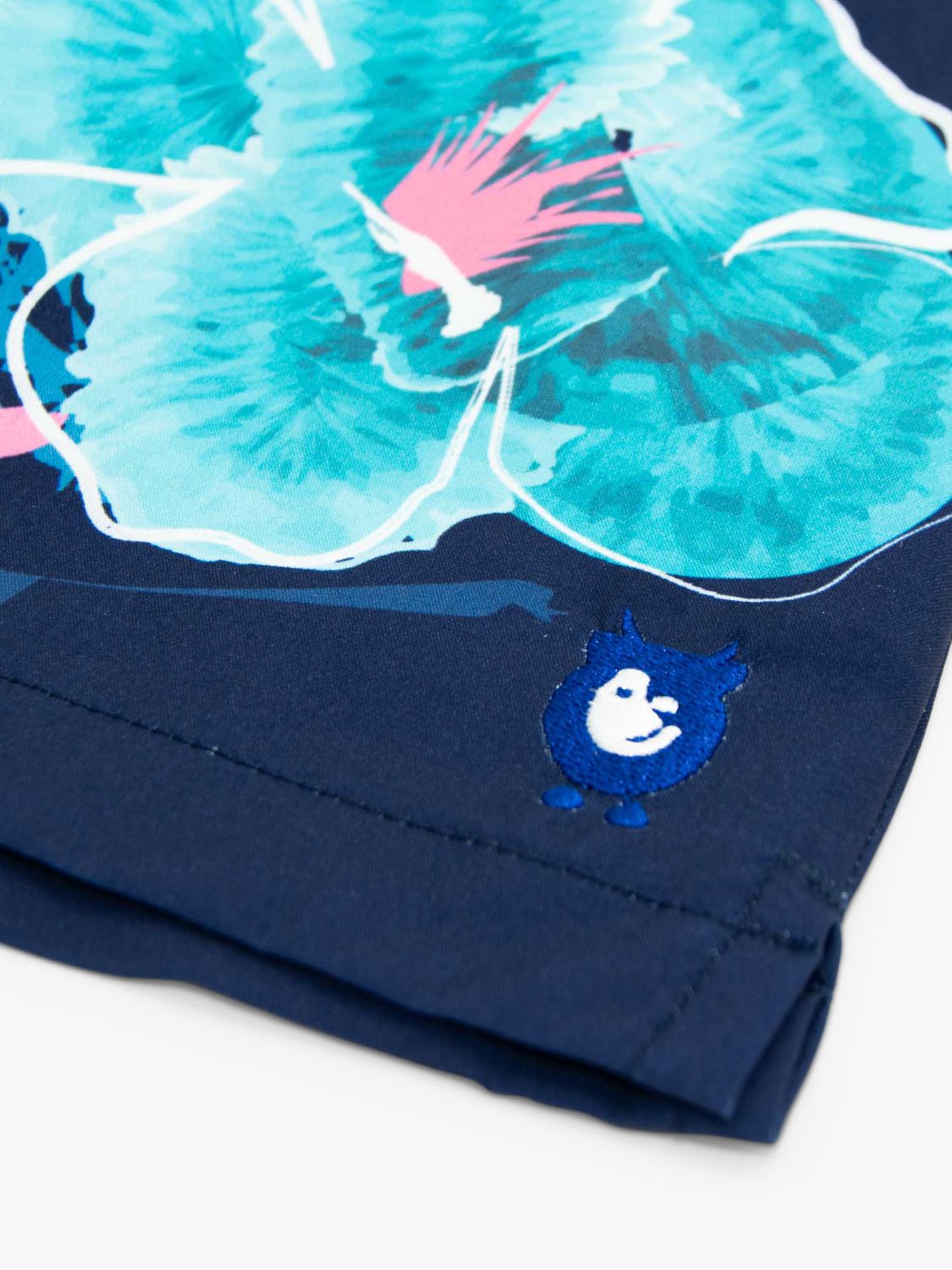 Randy Cow Floral Print Swim Shorts with Waterproof Pocket, Navy/Multi, XL