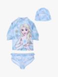 Brand Threads Kids' Frozen 3 Piece Swim Set, Blue/Multi