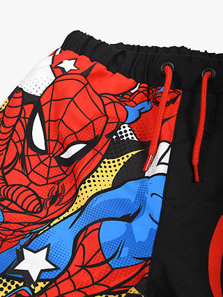 Brand Threads Kids' Spiderman Swim Shorts, Red/Multi