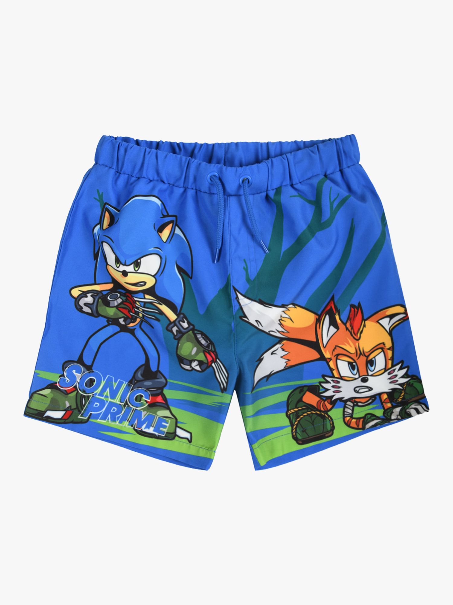 Brand Threads Kids' Sonic Prime Swim Shorts, Blue/Multi, 4-5 years