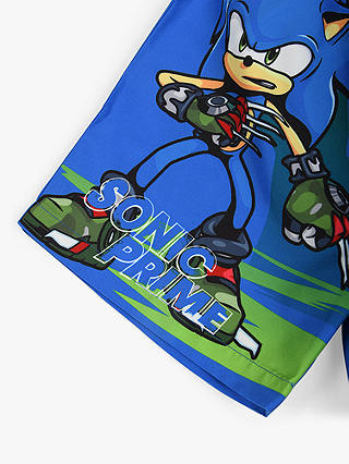 Brand Threads Kids' Sonic Prime Swim Shorts, Blue/Multi