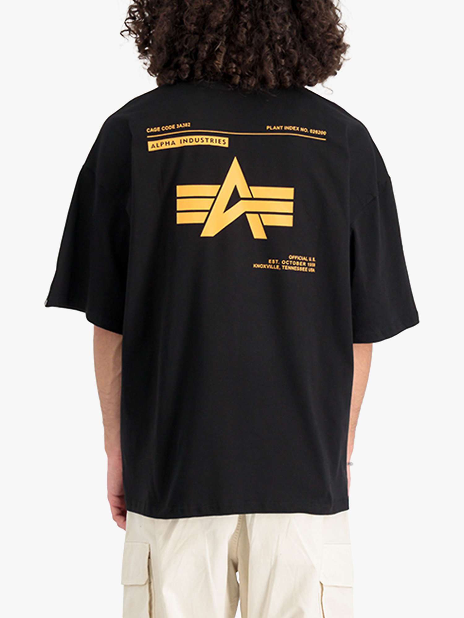 Alpha Industries Logo Crew Neck T-Shirt, Black at John Lewis & Partners