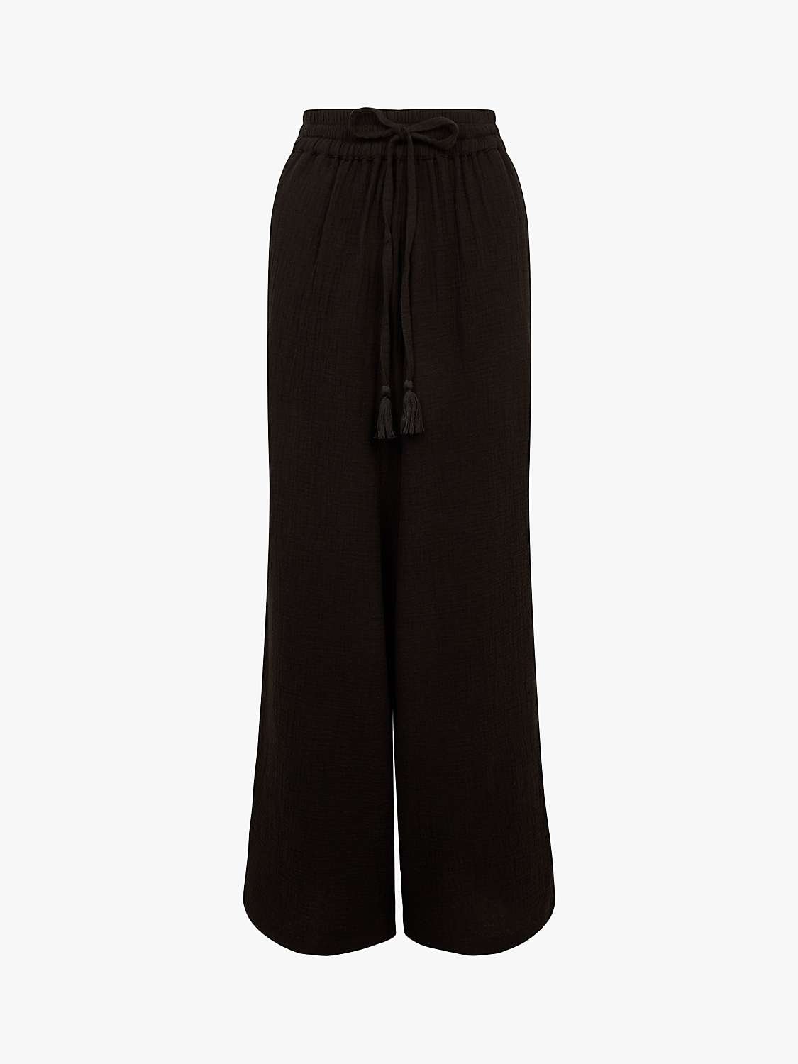 Buy Accessorize Crinkle Cotton Beach Trousers, Black Online at johnlewis.com