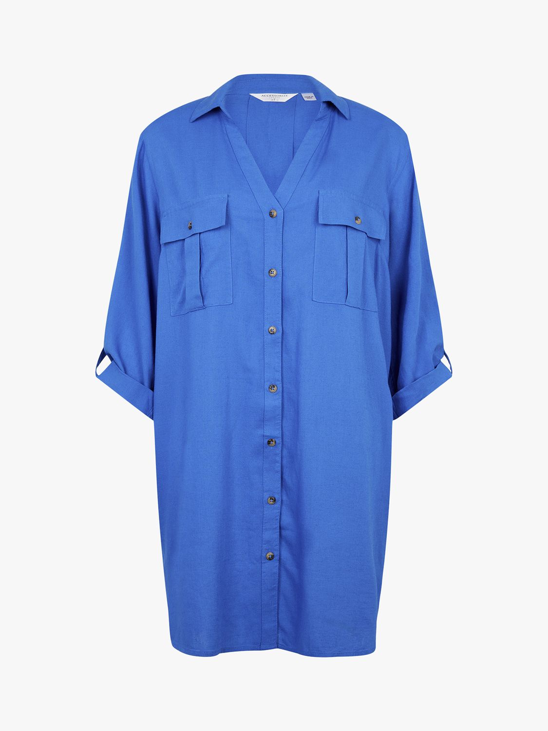 Accessorize Longline Beach Shirt, Blue, L