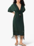 Accessorize Tassel Kimono Dress, Dark Green