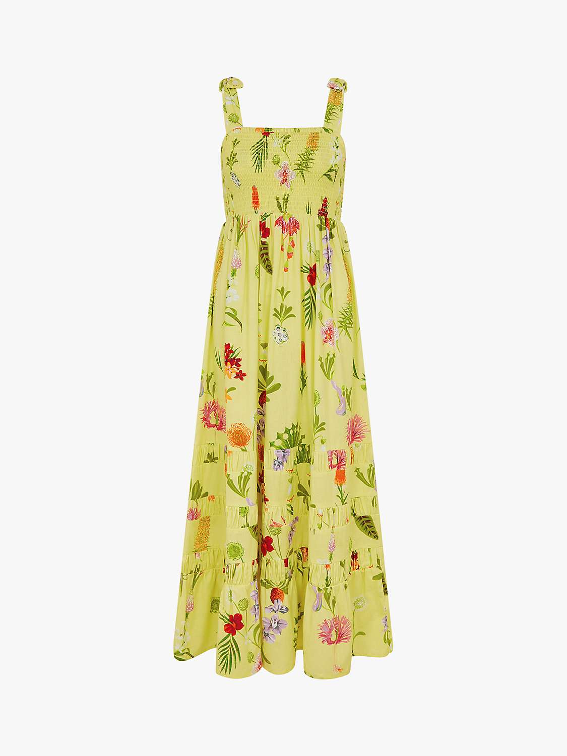 Buy Accessorize Botanical Print Cotton Linen Blend Maxi Dress, Yellow/Multi Online at johnlewis.com