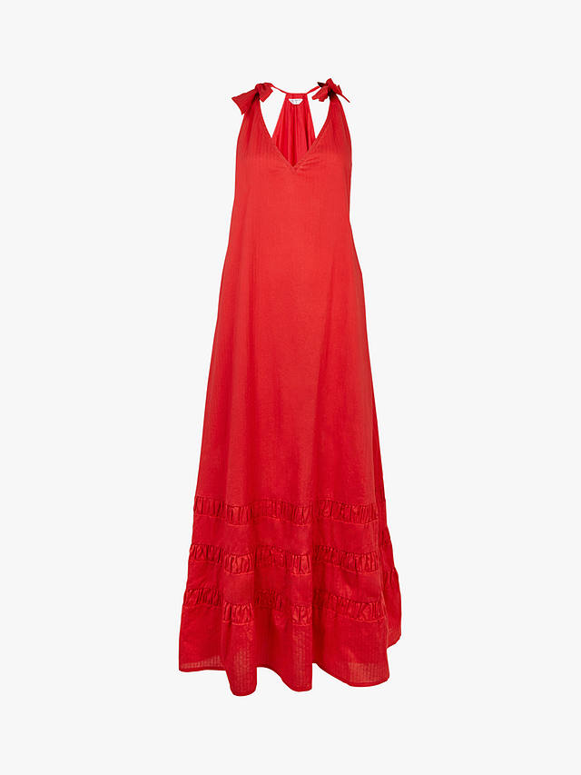 Accessorize Ruched Hem Sleeveless Maxi Dress, Red
