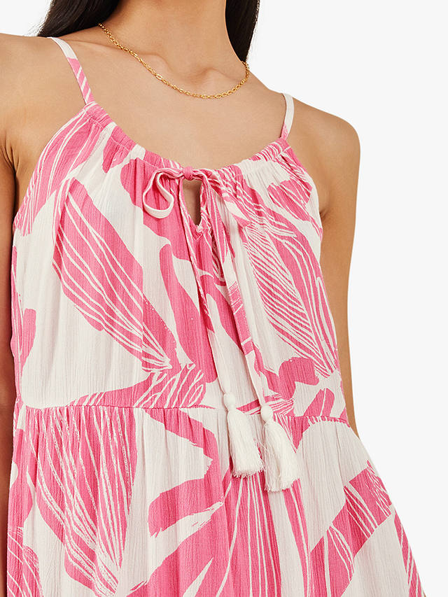 Accessorize Squiggle Print Tiered Dress, Pink/Multi