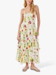 Accessorize Botanical Print Tiered Maxi Dress, Cream/Multi