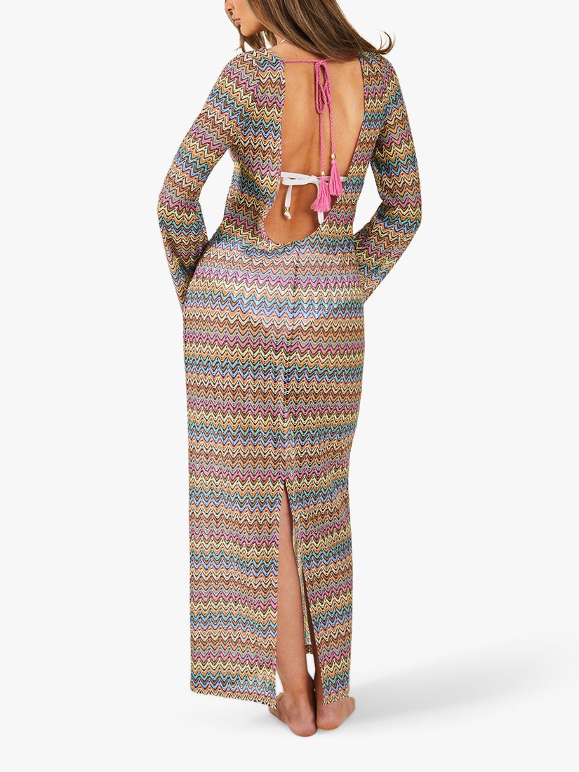 Accessorize Zig Zag Crochet Maxi Dress, Multi, S