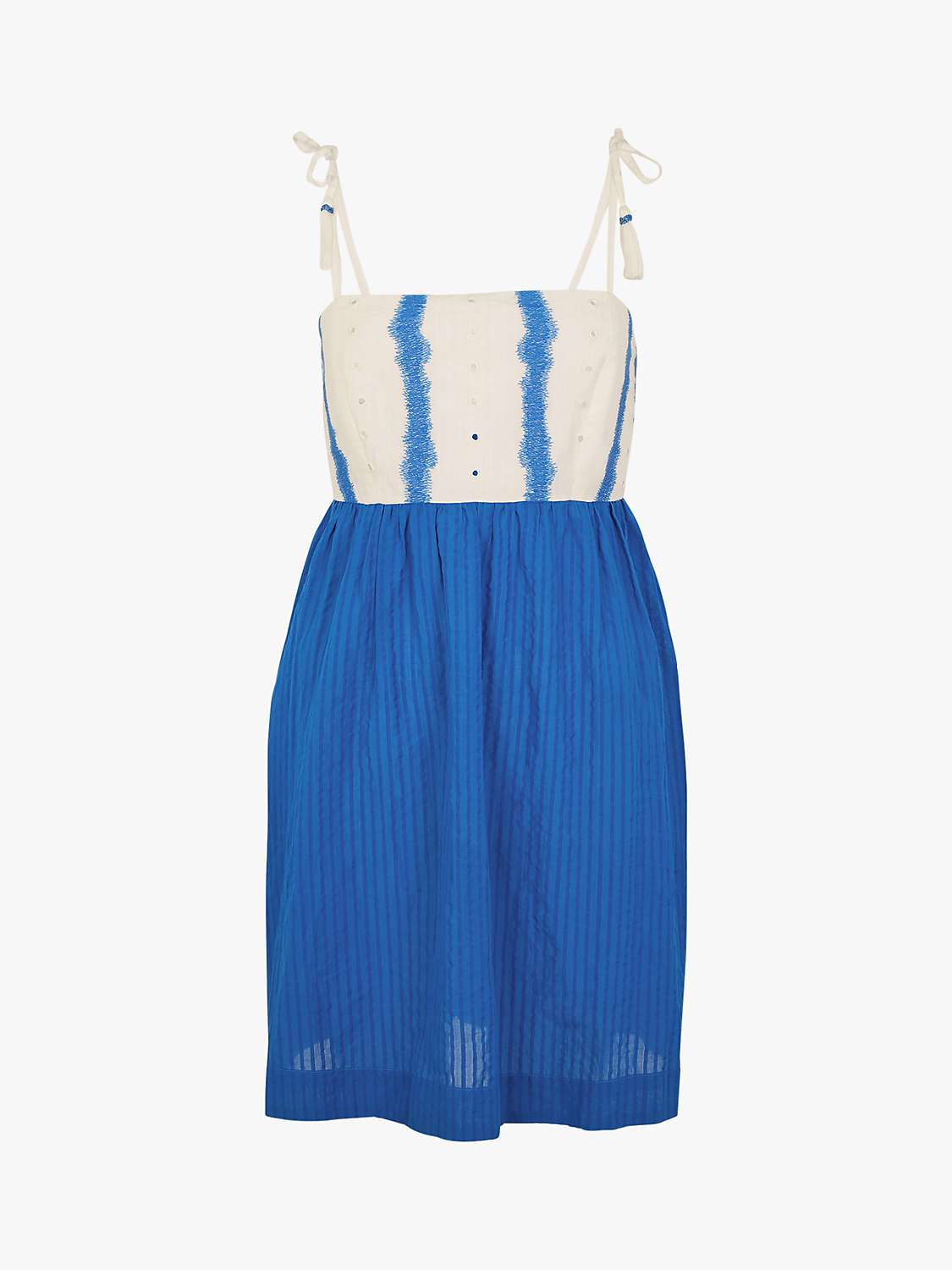 Buy Accessorize Tie Shoulder Mini Dress, Blue/Multi Online at johnlewis.com