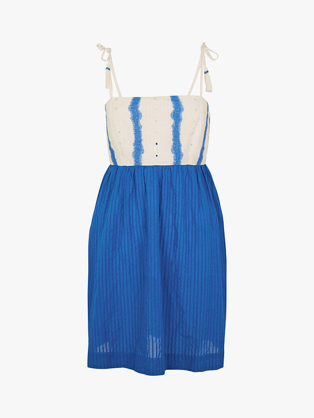 Accessorize Tie Shoulder Mini Dress, Blue/Multi