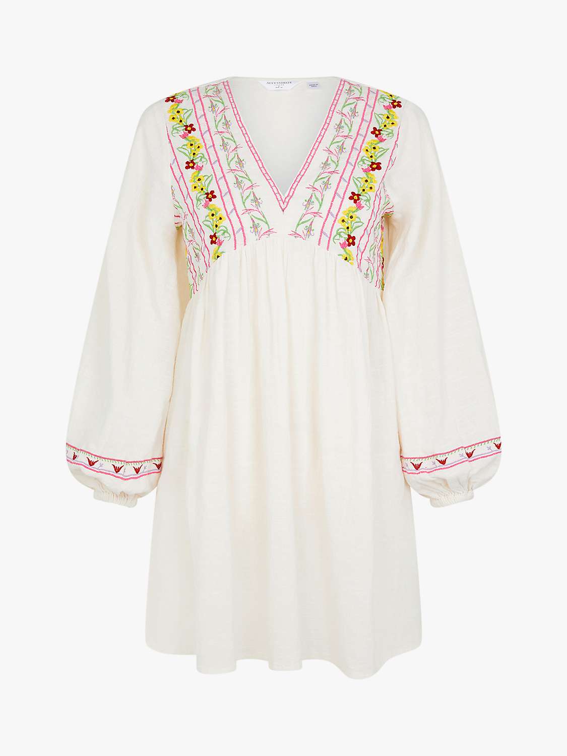 Buy Accessorize Floral Embroidered Mini Dress, White Online at johnlewis.com