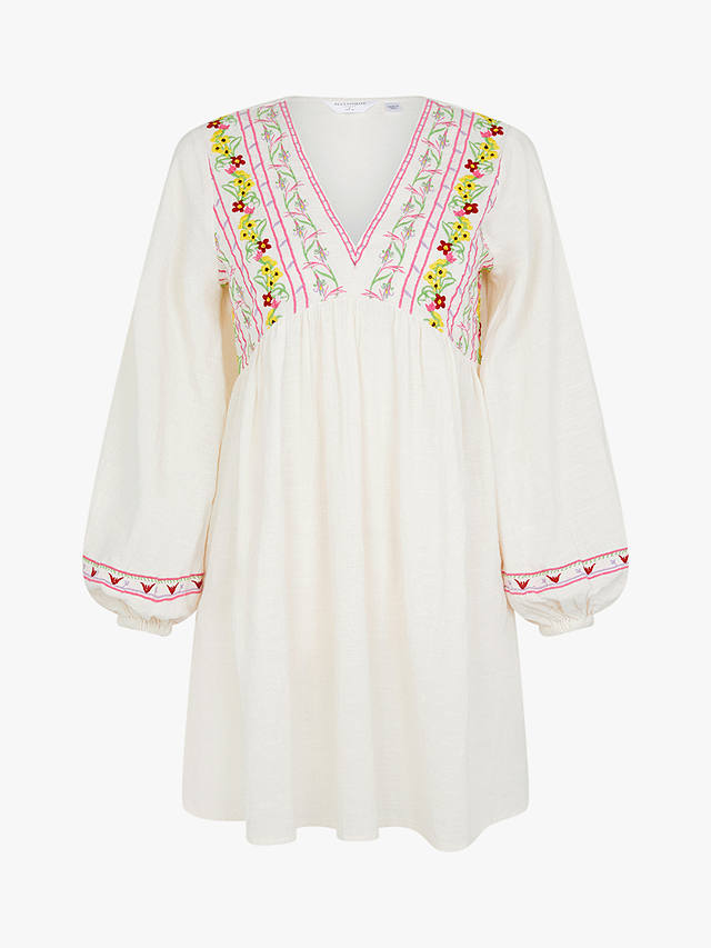 Accessorize Floral Embroidered Mini Dress, White