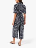 Accessorize Fan Floral Print Cropped Jumpsuit, Blue